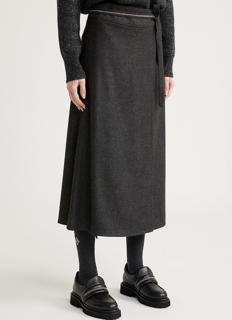 Peserico Wool Flannel Midi Skirt