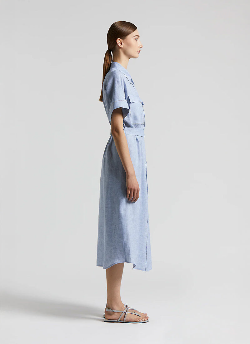 Peserico Belted Linen Midi Dress