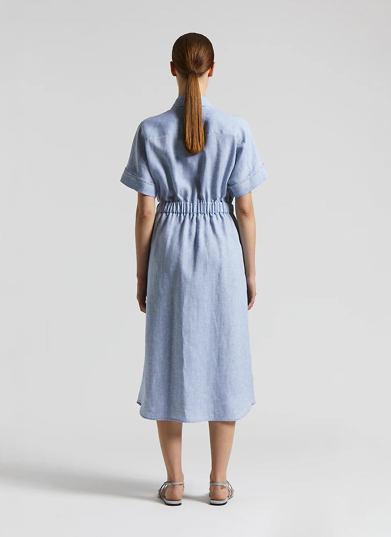 Peserico Belted Linen Midi Dress