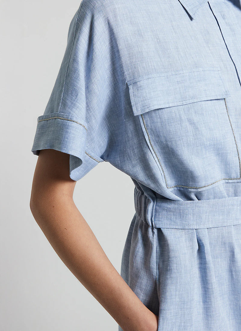 Peserico Belted Linen Midi Dress