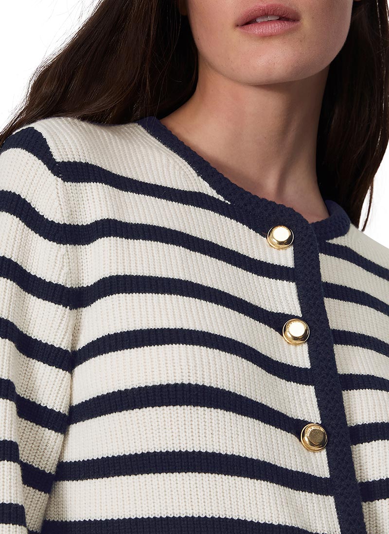 Blue and white striped cardigan best sale