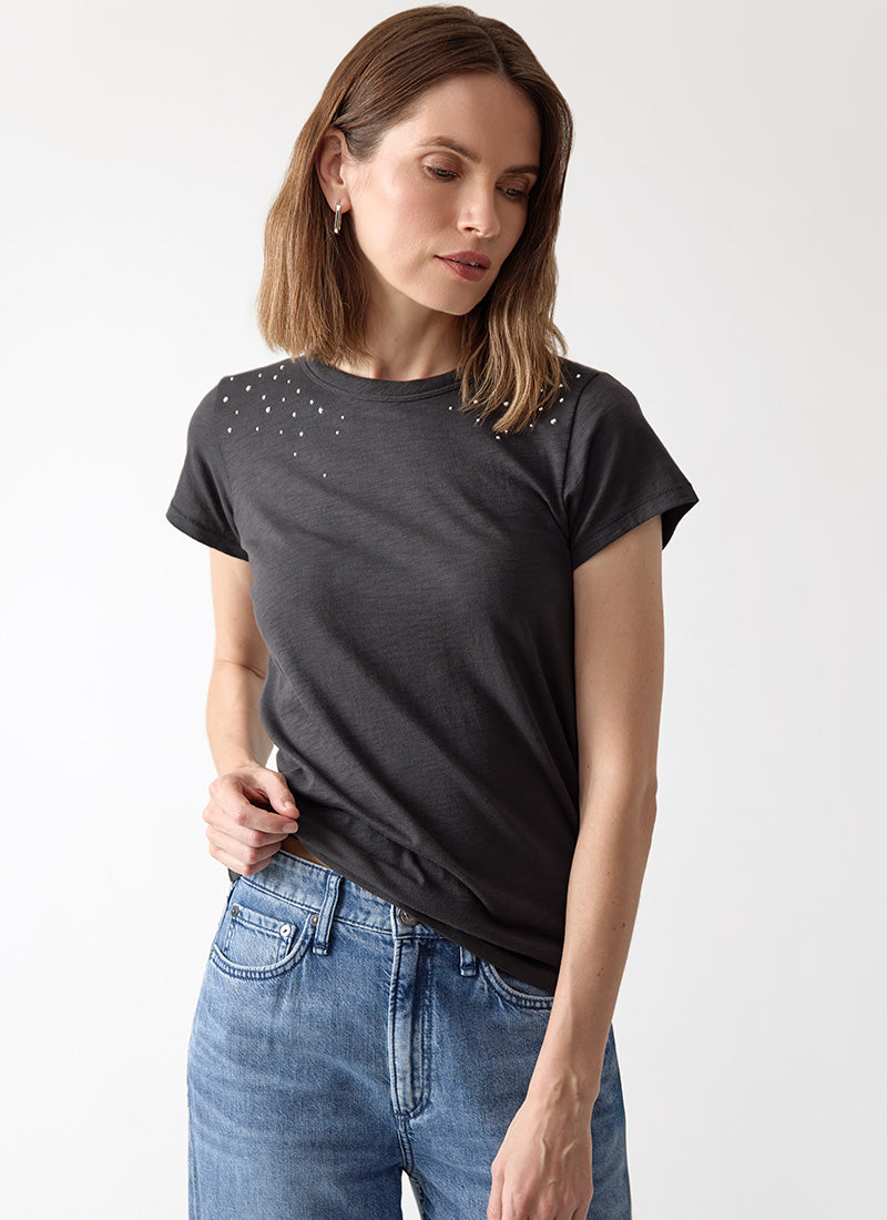 rag & bone Ombre Stud Crewneck T-Shirt