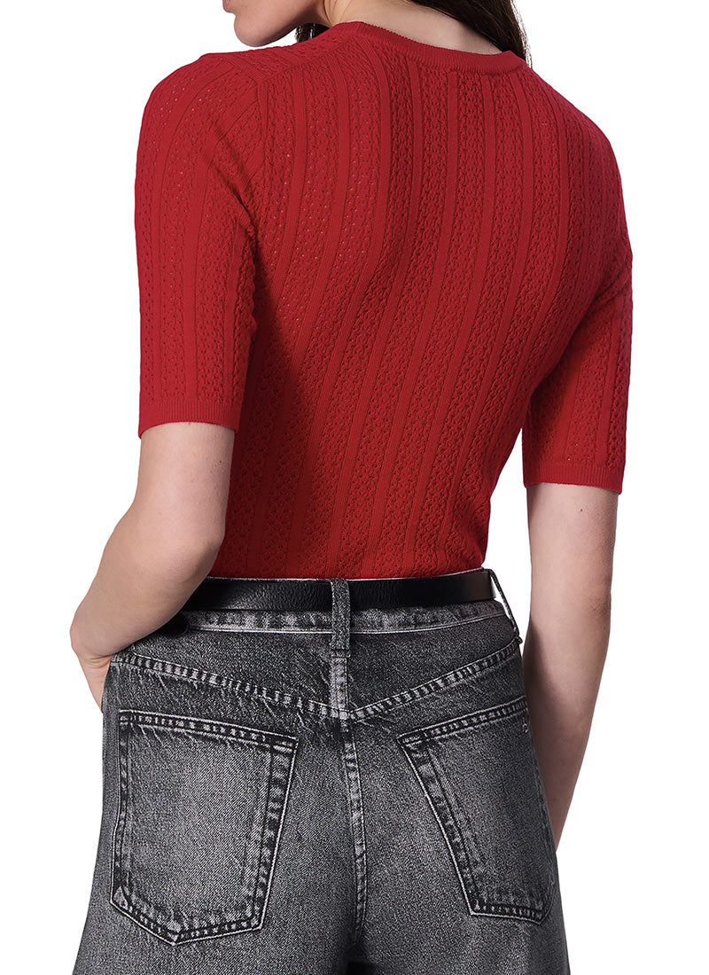 rag & bone Tina Short-Sleeve Merino Wool Sweater