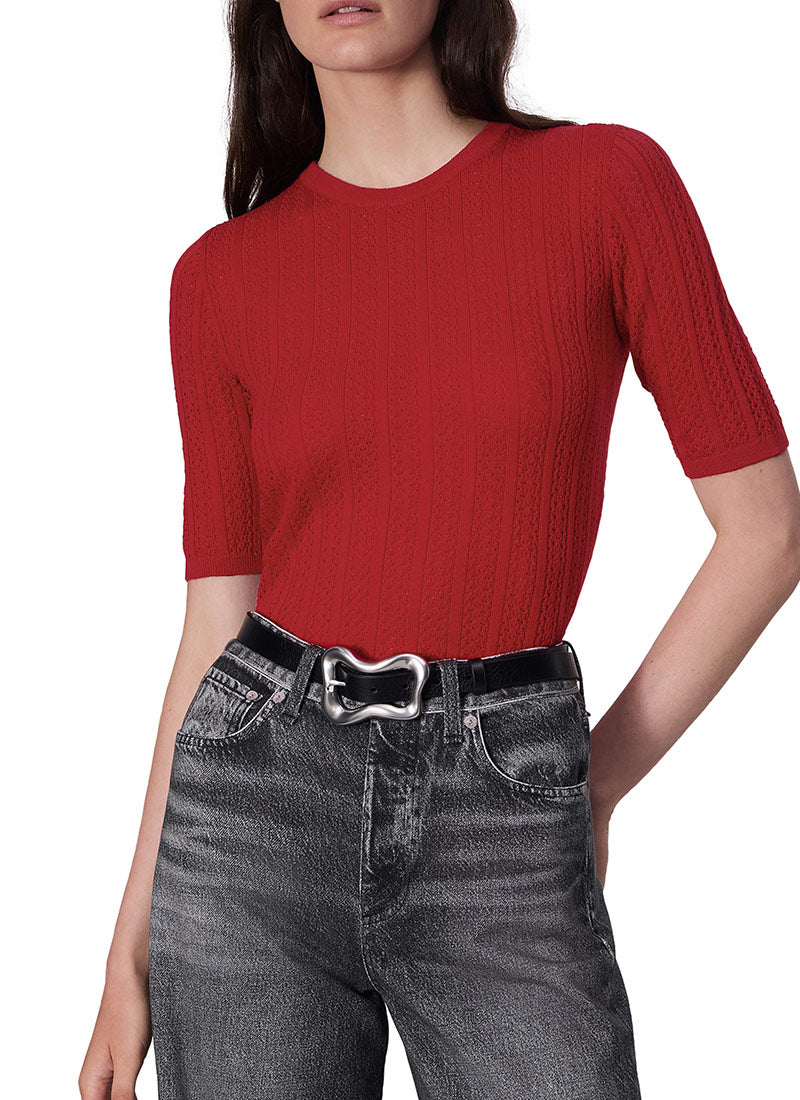 rag & bone Tina Short-Sleeve Merino Wool Sweater