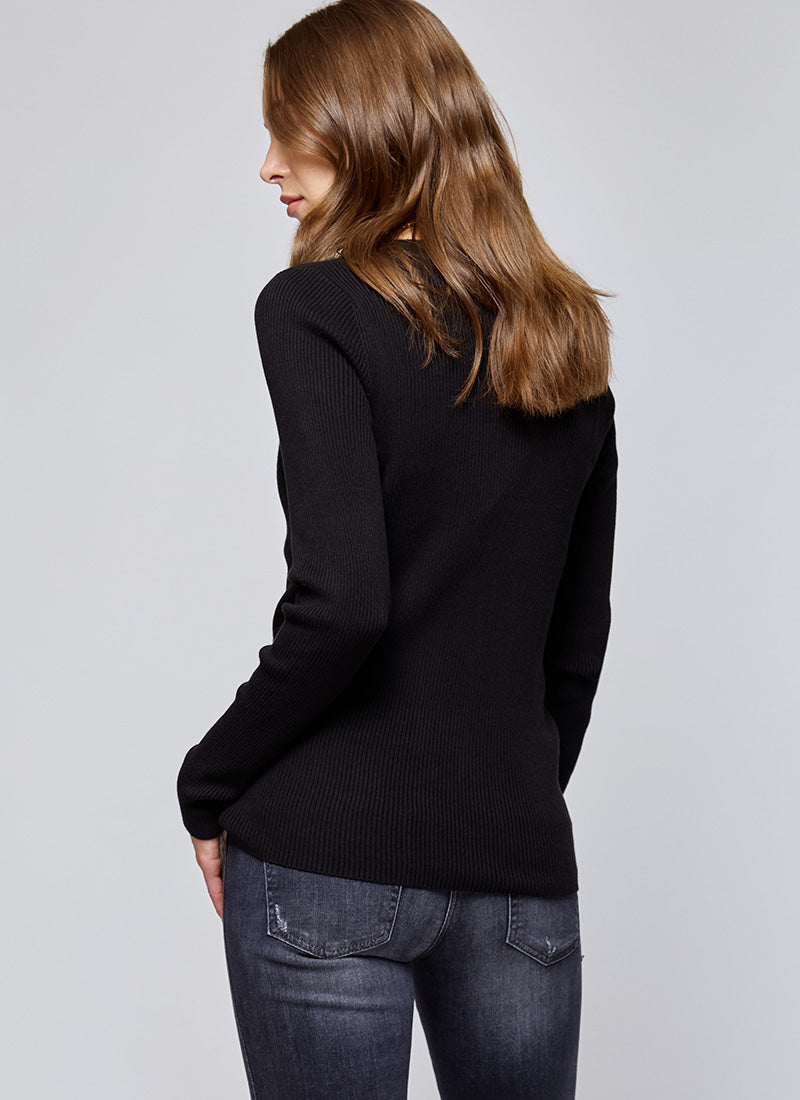 Crewneck Ribbed Cotton Viscose Sweater