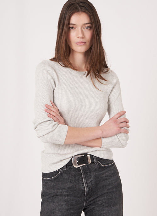 Repeat Crewneck Ribbed Cotton Viscose Sweater