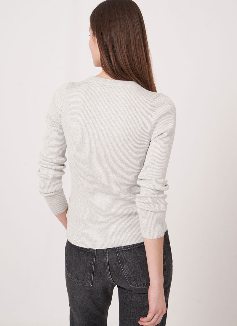 Repeat Crewneck Ribbed Cotton Viscose Sweater