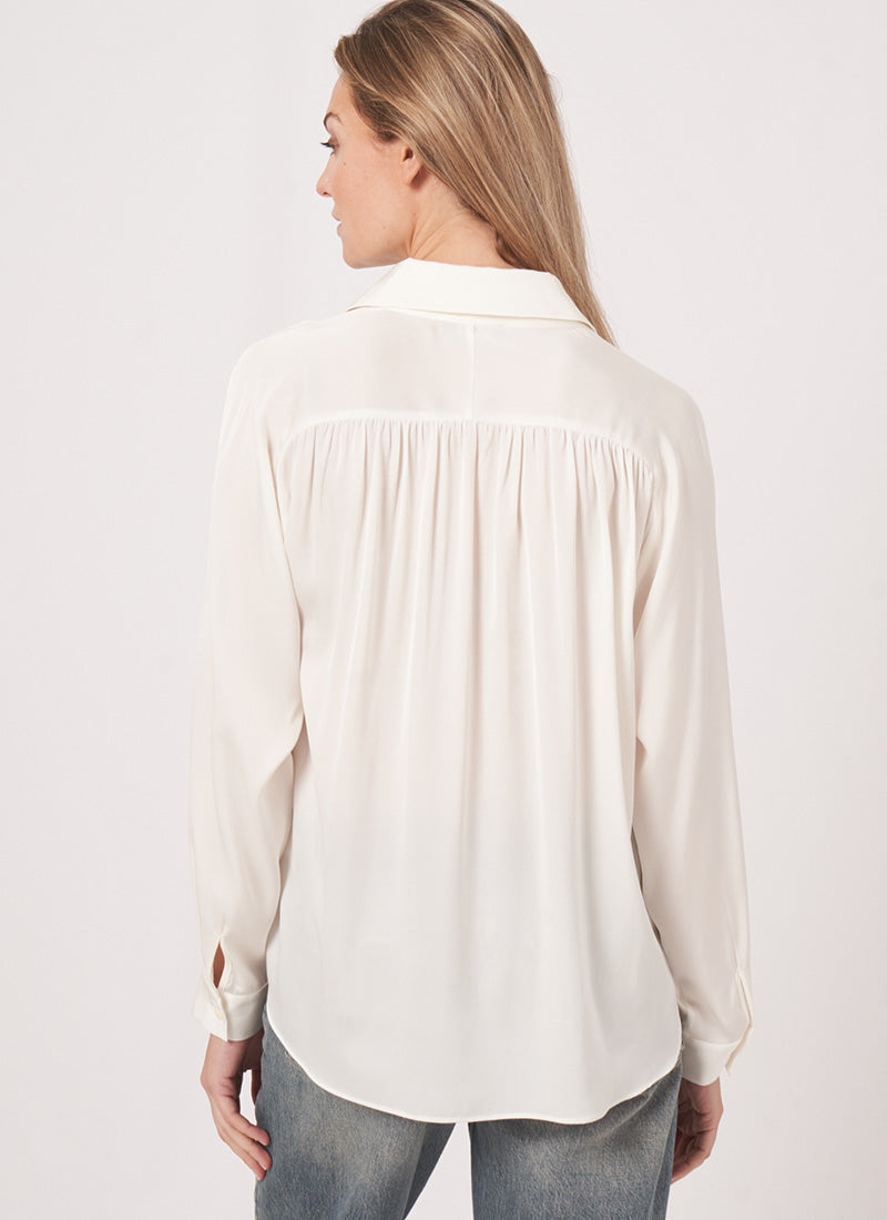 Repeat Long-Sleeve Shirred Back Blouse