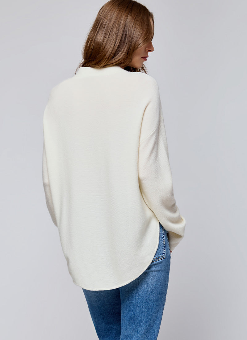 Repeat Long-Sleeve Shirttail Wool Cashmere Sweater