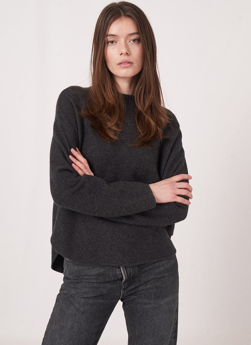 Repeat Long-Sleeve Shirttail Wool Cashmere Sweater