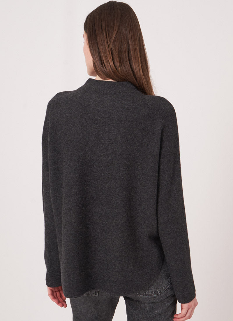 Repeat Long-Sleeve Shirttail Wool Cashmere Sweater