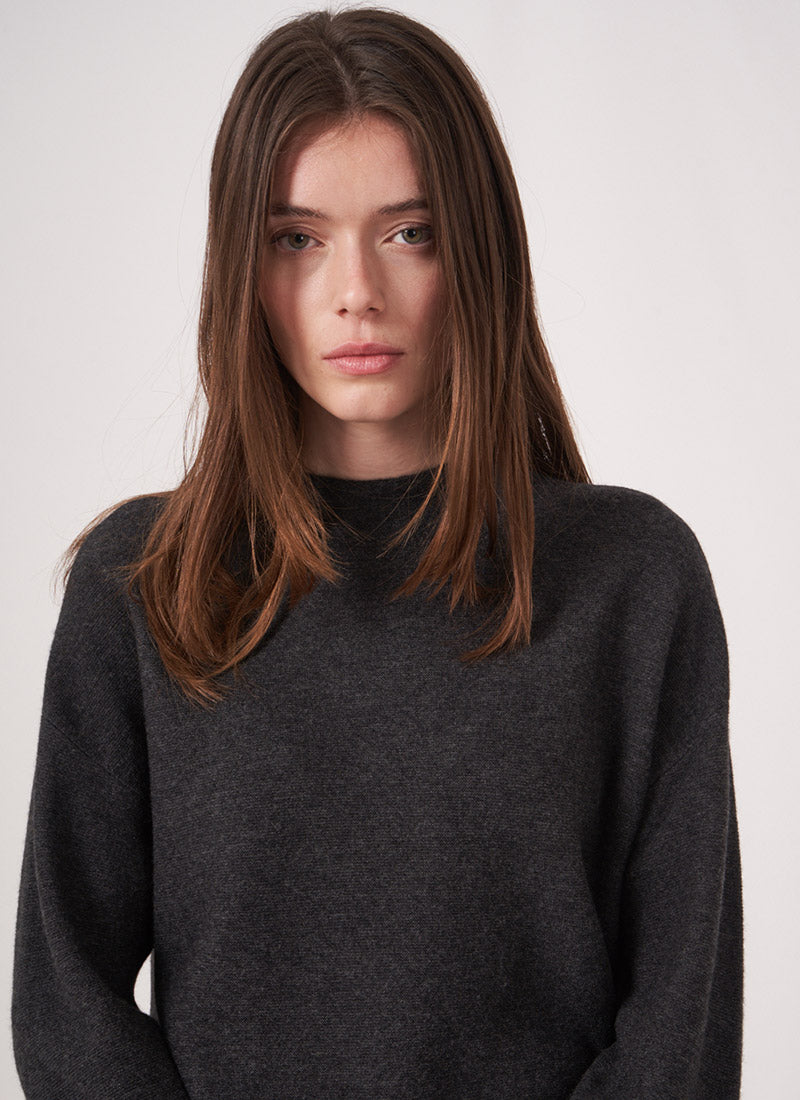 Repeat Long-Sleeve Shirttail Wool Cashmere Sweater