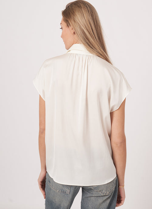 Repeat Short-Sleeve Silk Blouse