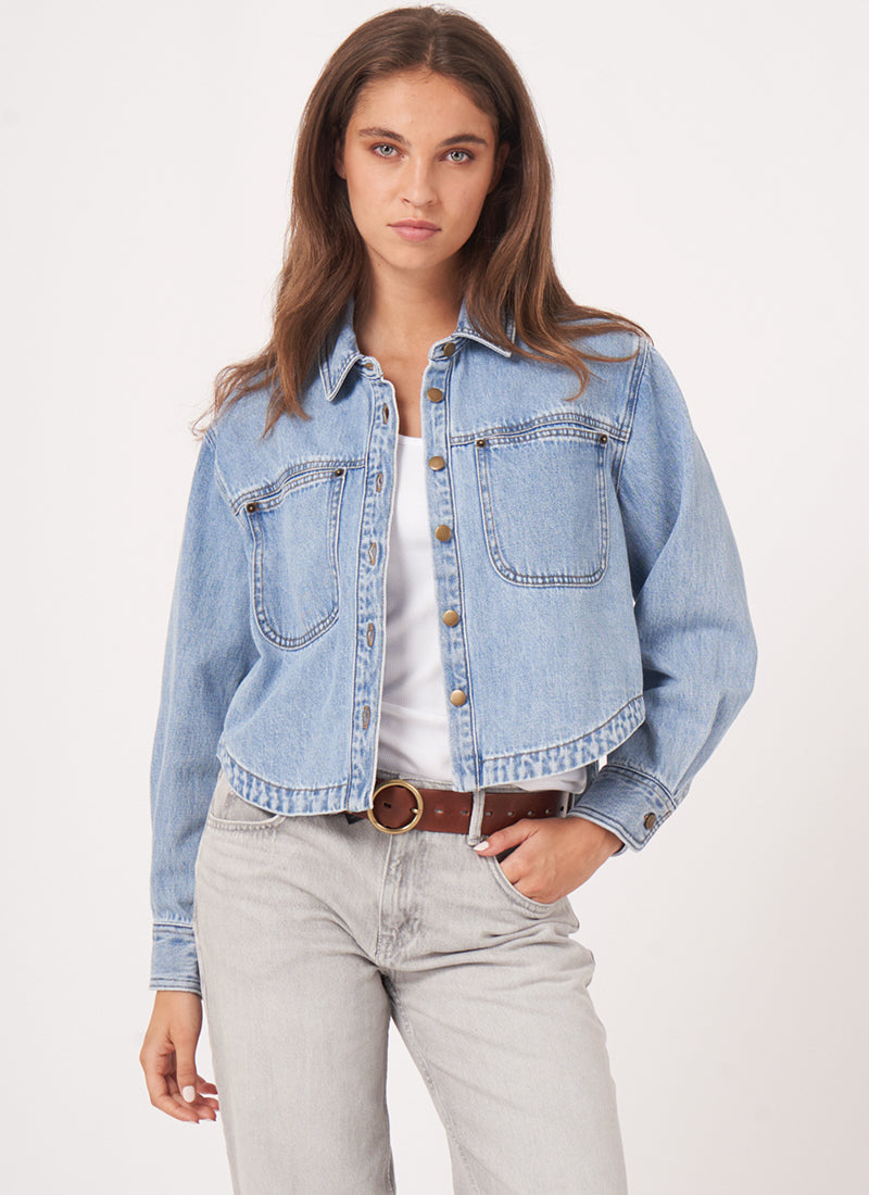 Repeat Cashmere Cropped Denim Shirt