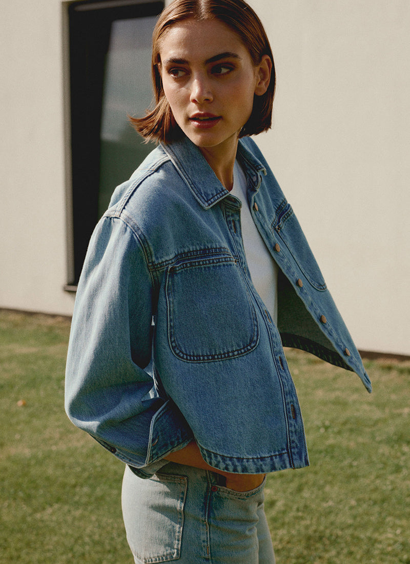 Repeat Cashmere Cropped Denim Shirt