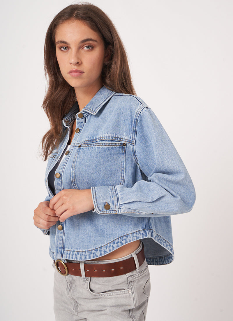 Repeat Cashmere Cropped Denim Shirt