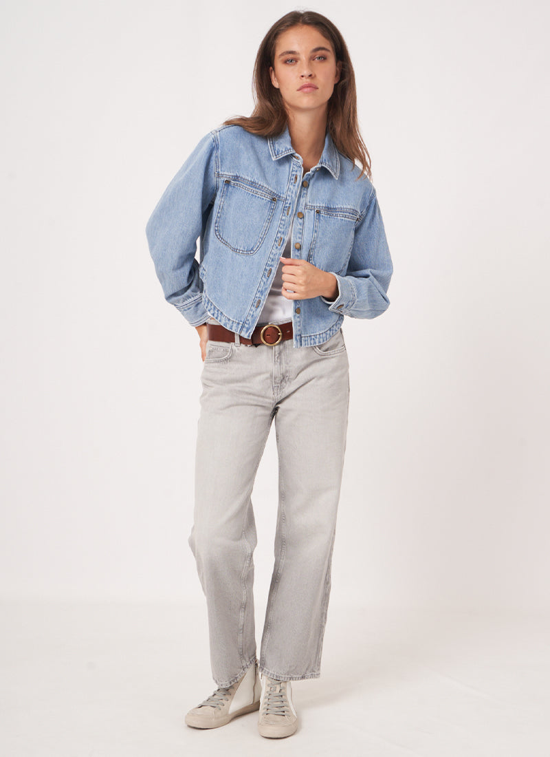 Repeat Cashmere Cropped Denim Shirt