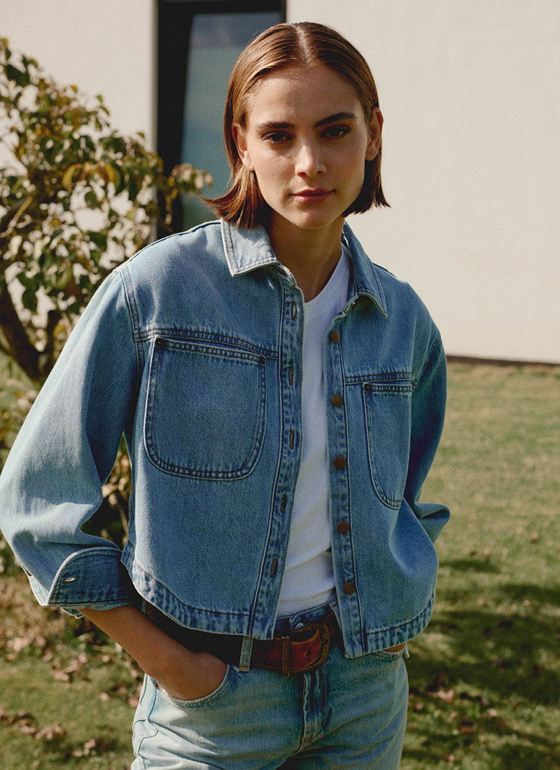 Repeat Cashmere Cropped Denim Shirt