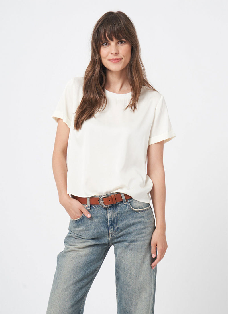 Repeat Cashmere Satin Effect Short Sleeve Blouse