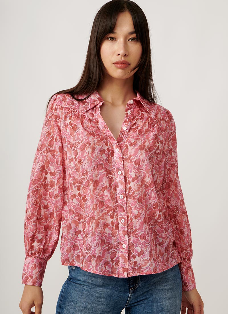 RIXO Blake Voile Print Blouse