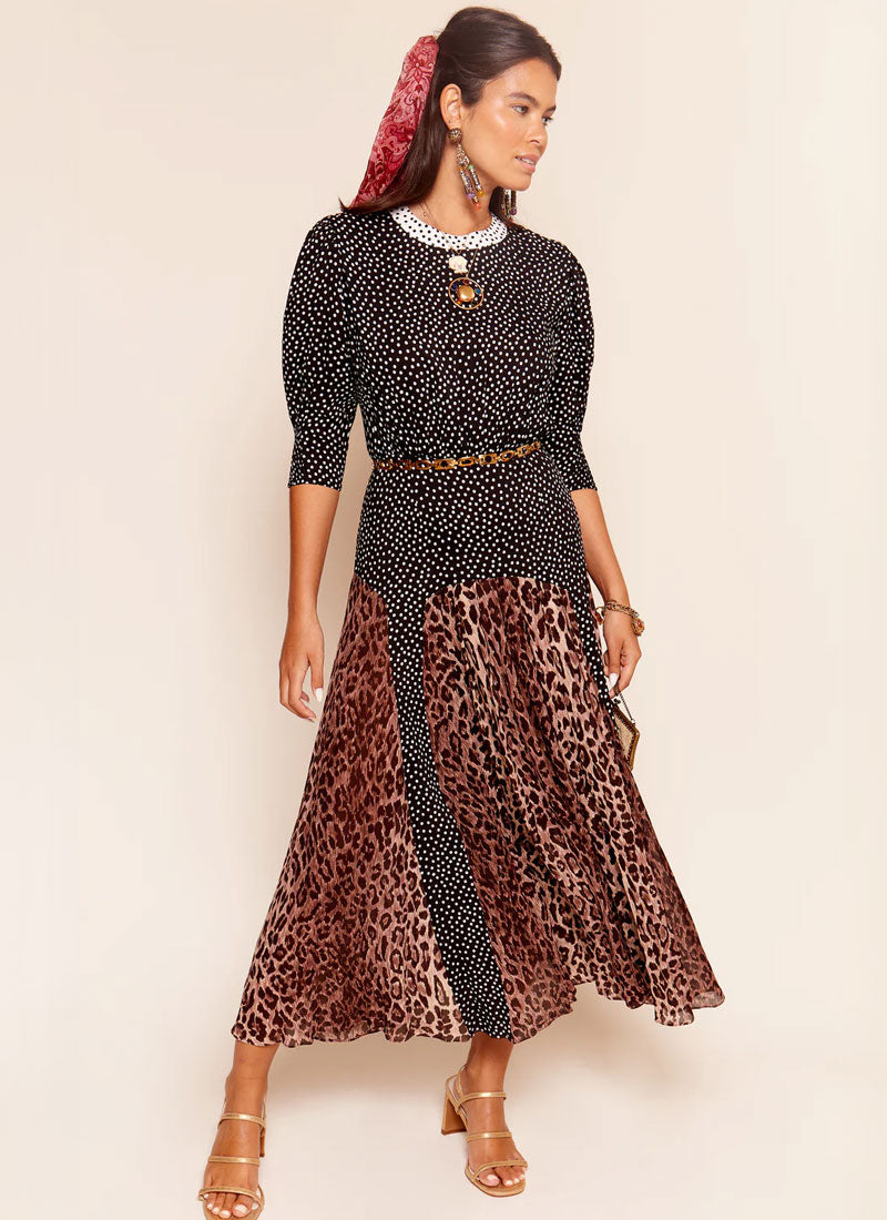 RIXO Meg Leopard Print Dress