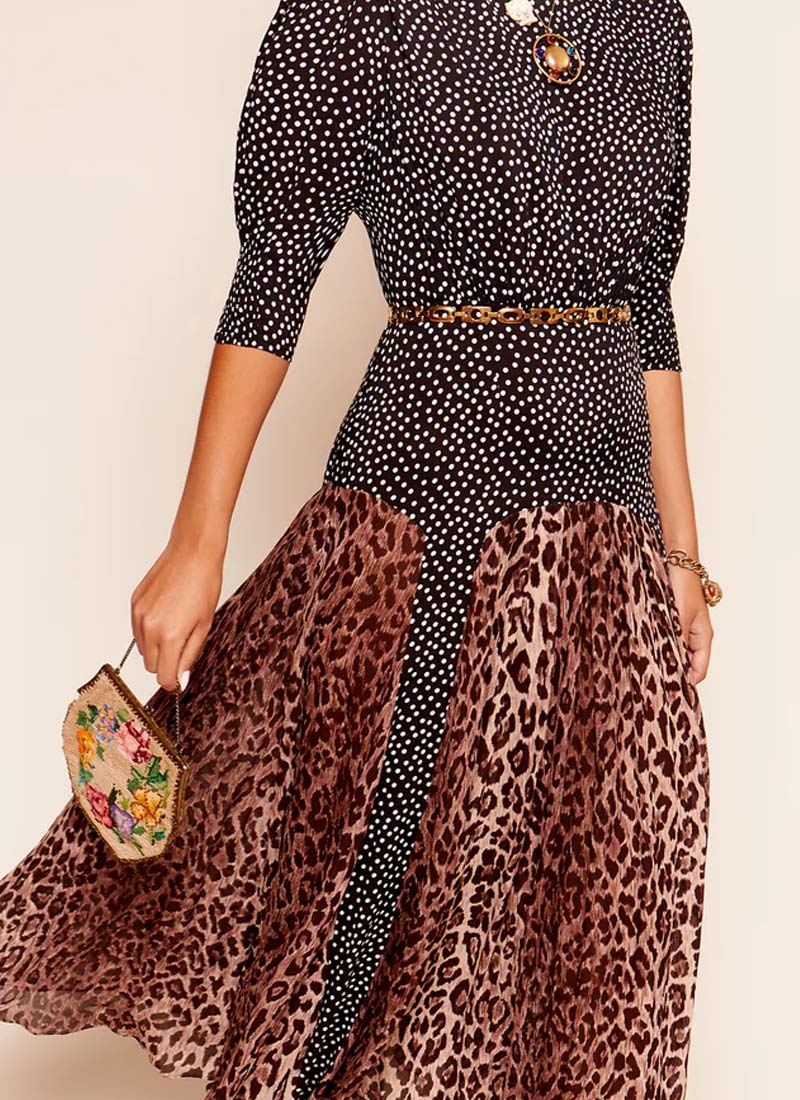 RIXO Meg Leopard Print Dress