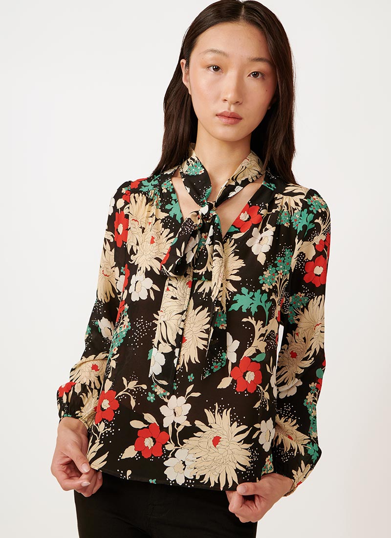 RIXO Moss Floral Print Blouse