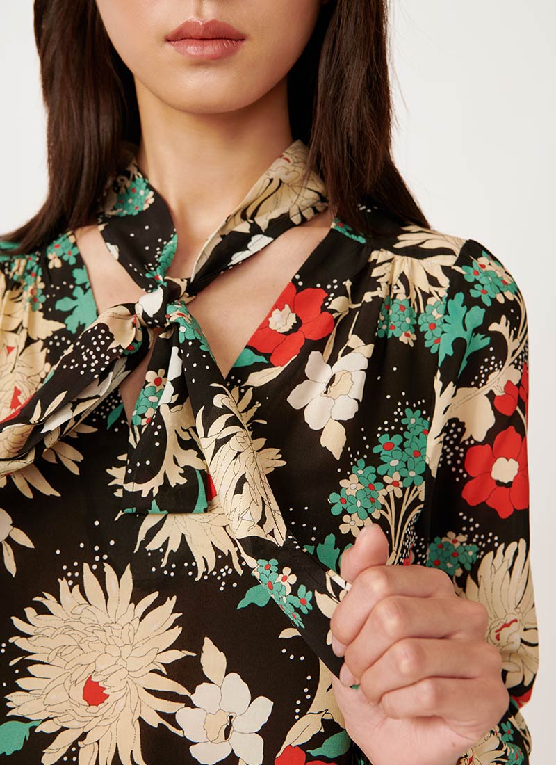 RIXO Moss Floral Print Blouse