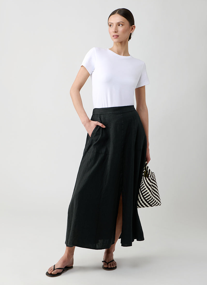 Rosso35 Linen Skirt With Split