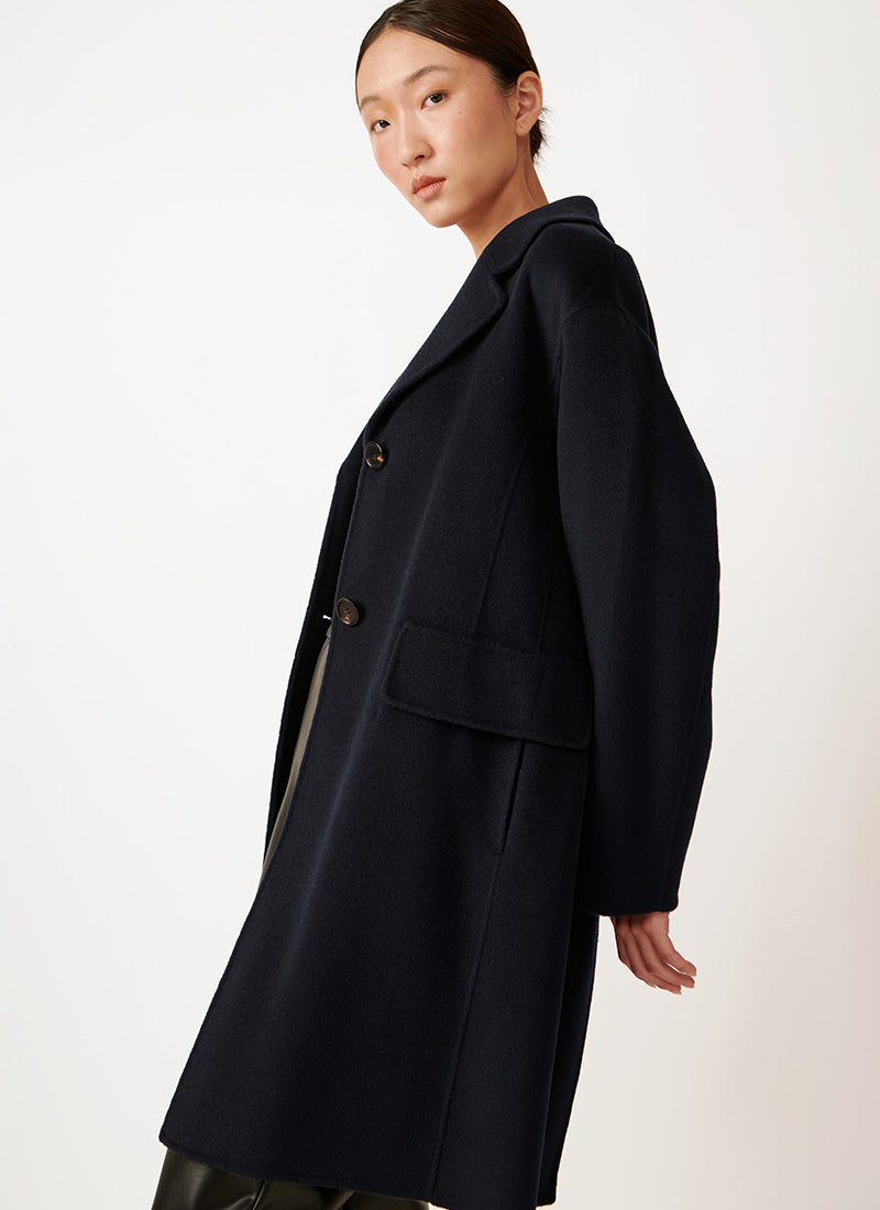 Max Mara 'S Doppio Navy Wool Coat