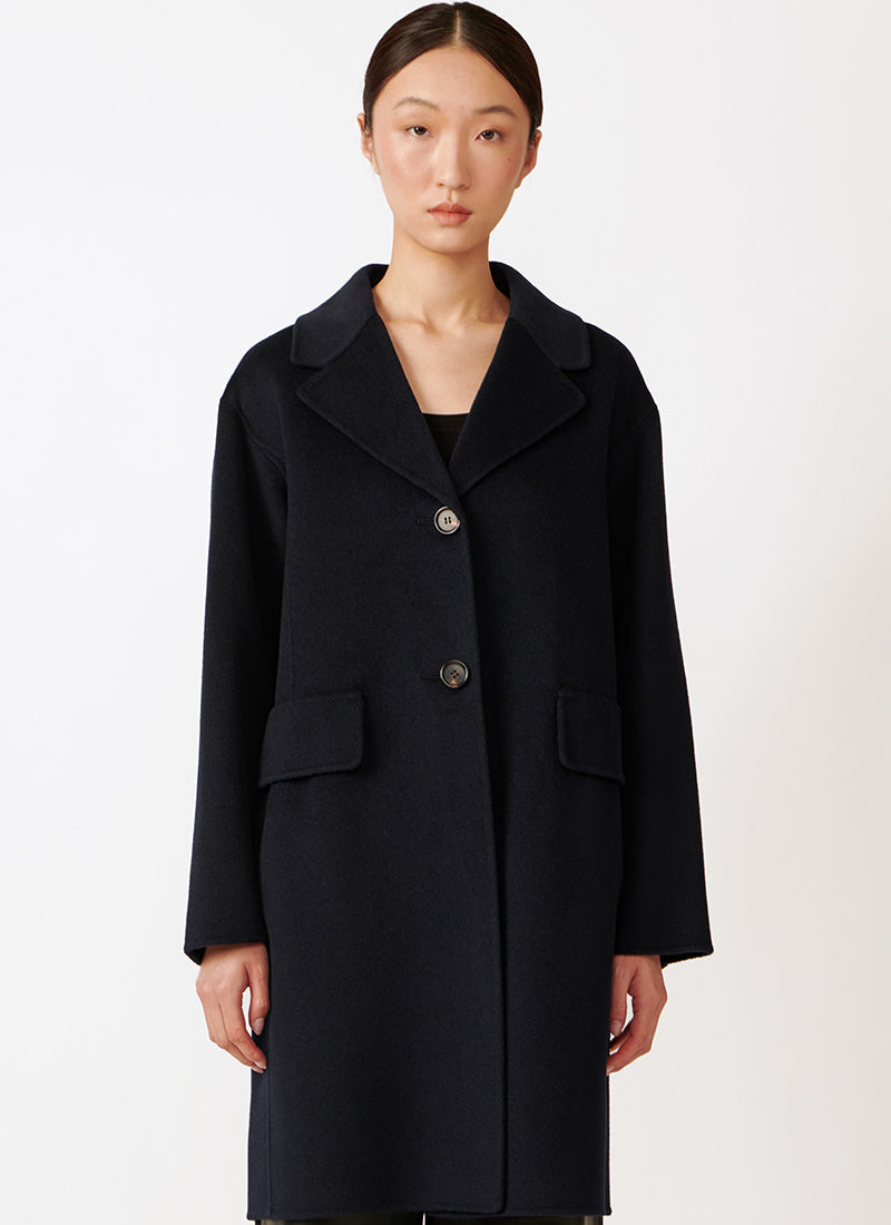 Max Mara 'S Doppio Navy Wool Coat