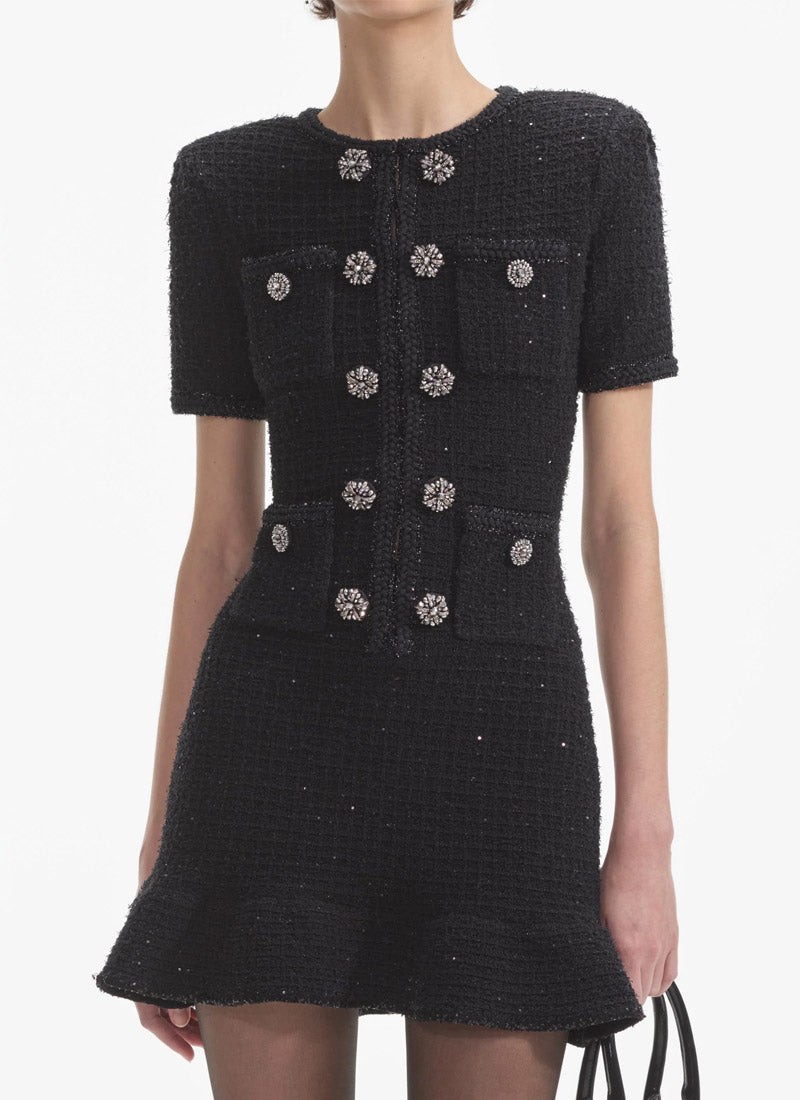 Self-Portrait Button Knit Mini Dress