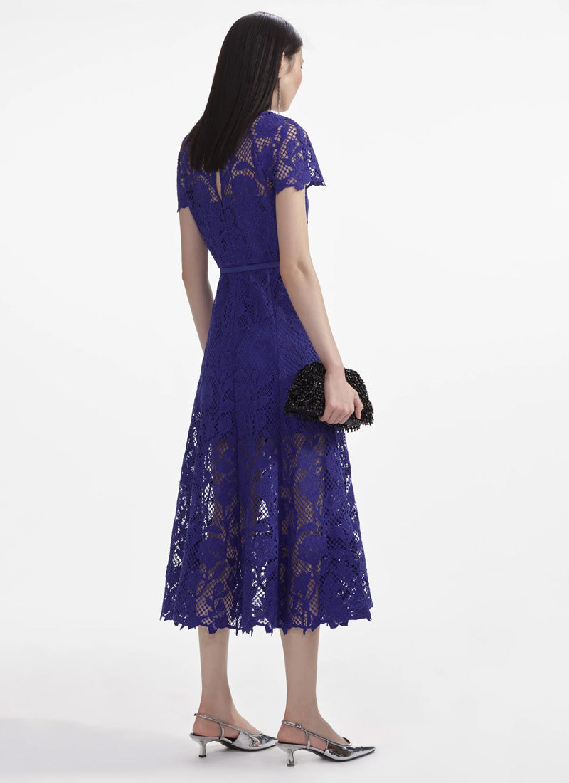 Cobalt Lace Midi Dress