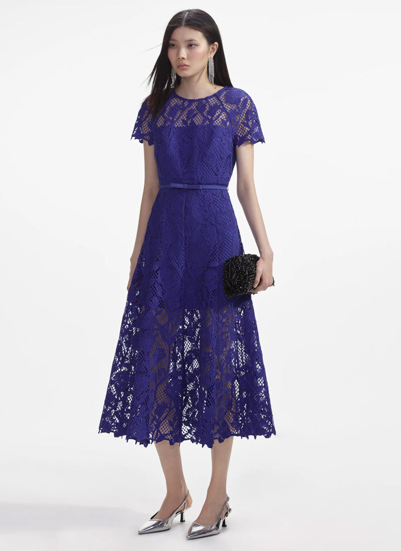 Self Portrait Cobalt Lace Midi Dress