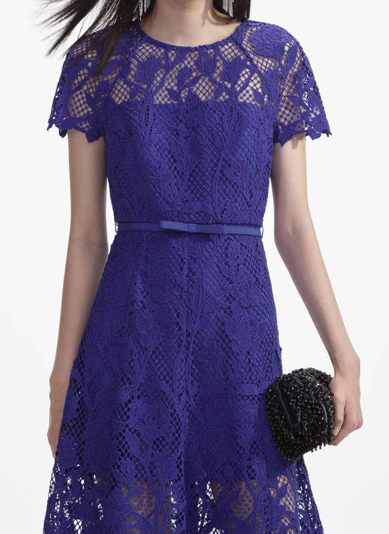 Self Portrait Cobalt Lace Midi Dress