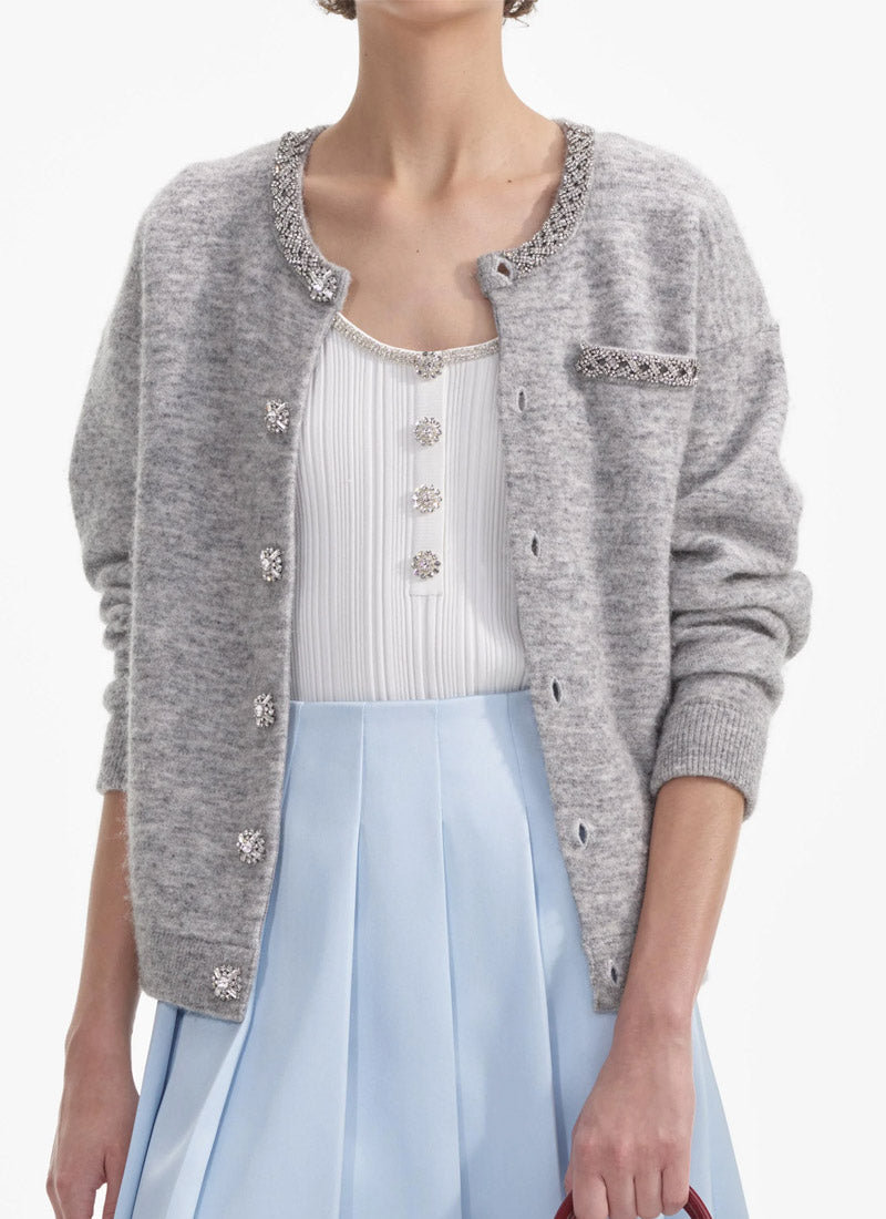 Self-Portrait Grey Melange Cardigan