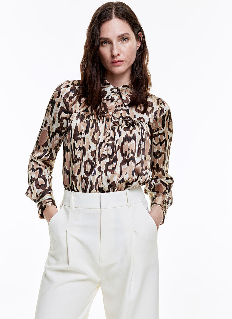 Smythe Classic Shirred Leopard Blouse | ANDREWS – Andrews