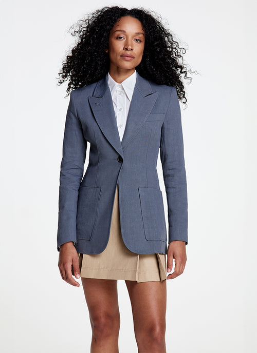 Smythe Patch Pocket Tailored Boyfriend Blazer