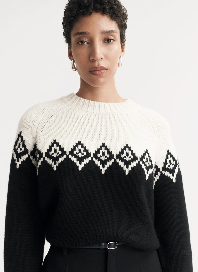 Fair Isle O-Neck Sweater Soft Goat Andrews