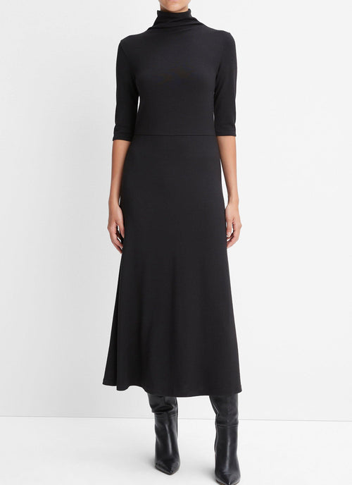 Vince Elbow Sleeve Turtleneck Dress