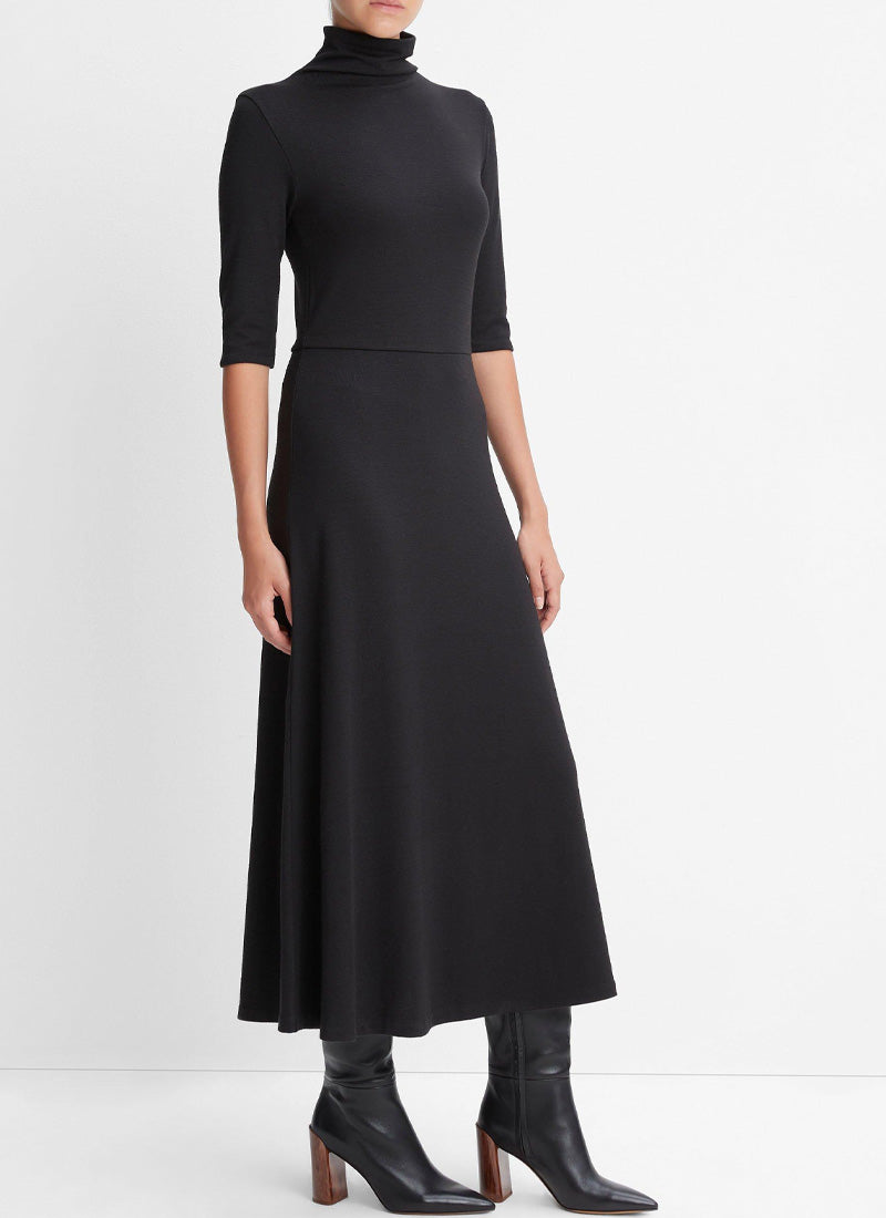 Vince Elbow Sleeve Turtleneck Dress