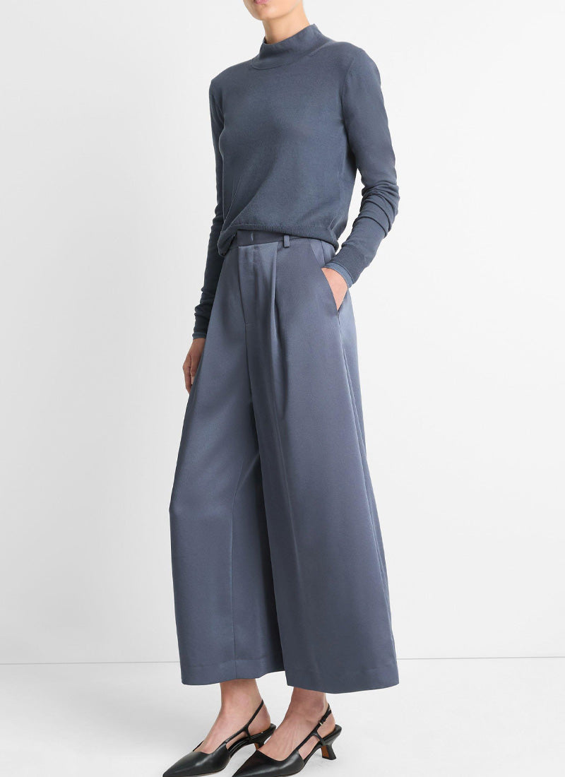 Mid-Rise Satin Culotte