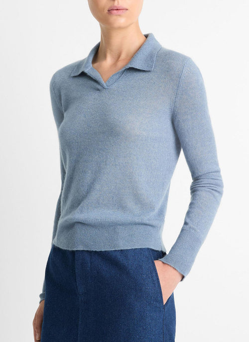 Wool-Blend Polo Sweater