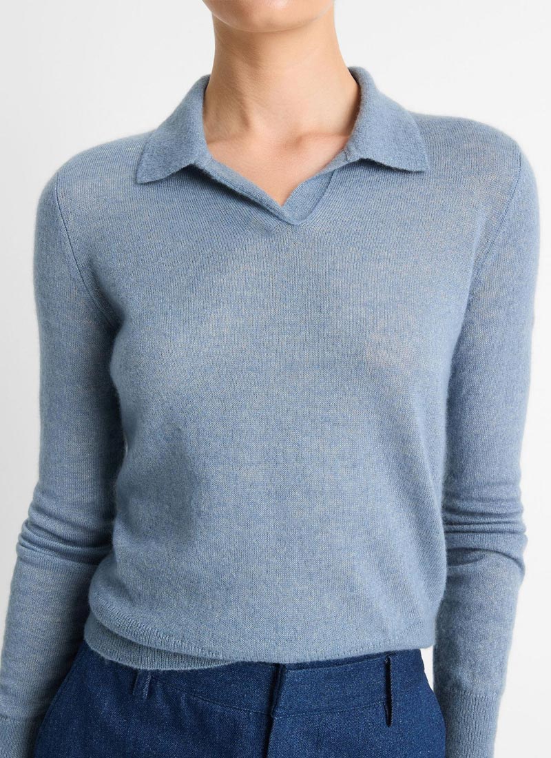 Wool-Blend Polo Sweater