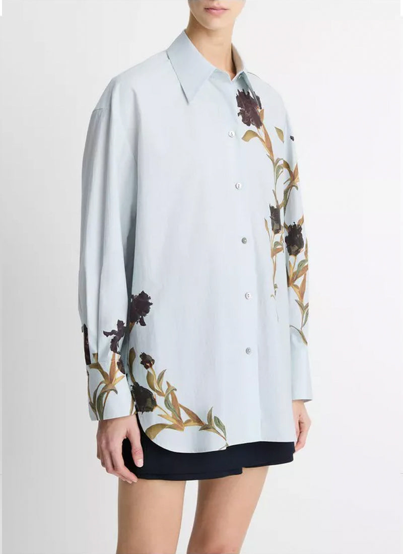 Vince Placed Black Iris Button Down Shirt