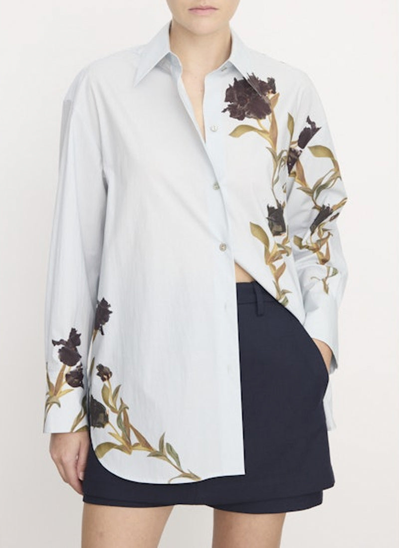 Vince Placed Black Iris Button Down Shirt